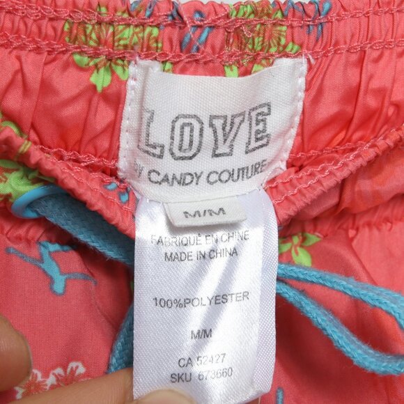 Love by Candy Couture Coral Pink Running Shorts Beach Summer Hawaii Print Medium - Picture 3 of 5